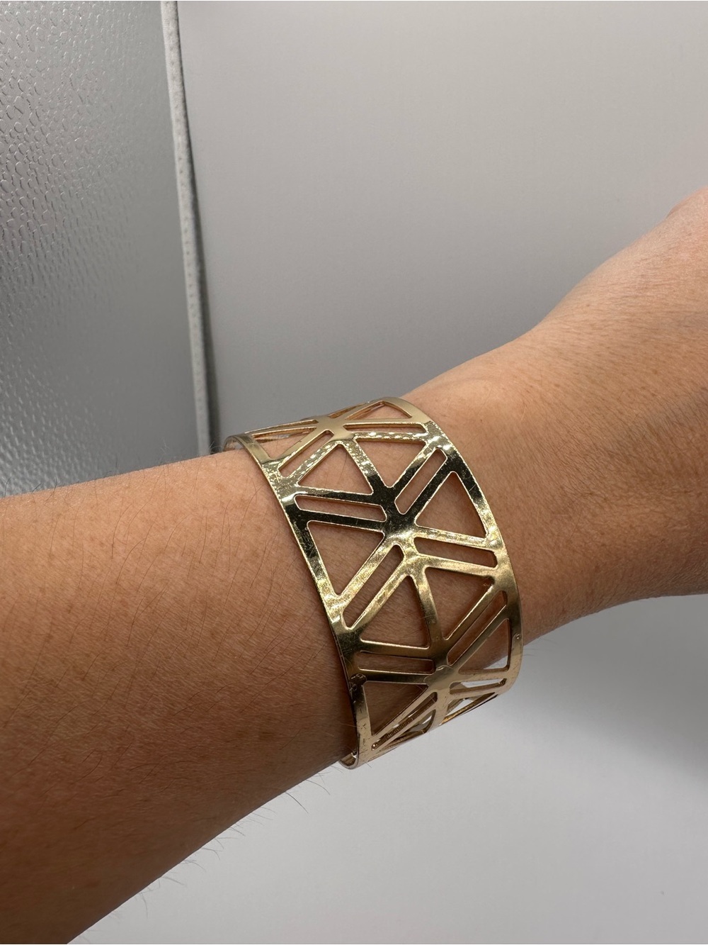 Geometric Cutout Metal Cuff Bracelet - Gold